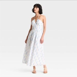 NEW with TAGS - Maxi Halter A-Line Dress - Universal Thread White Paisley S